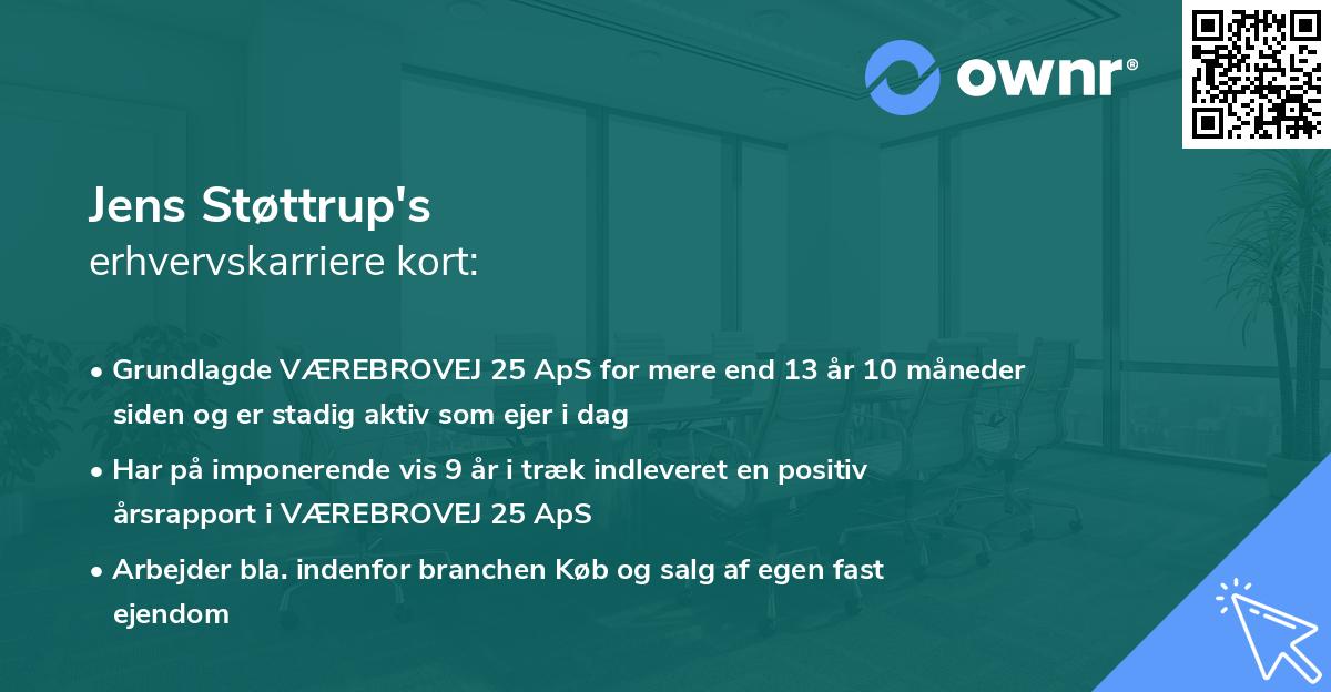 Jens Støttrup's erhvervskarriere kort