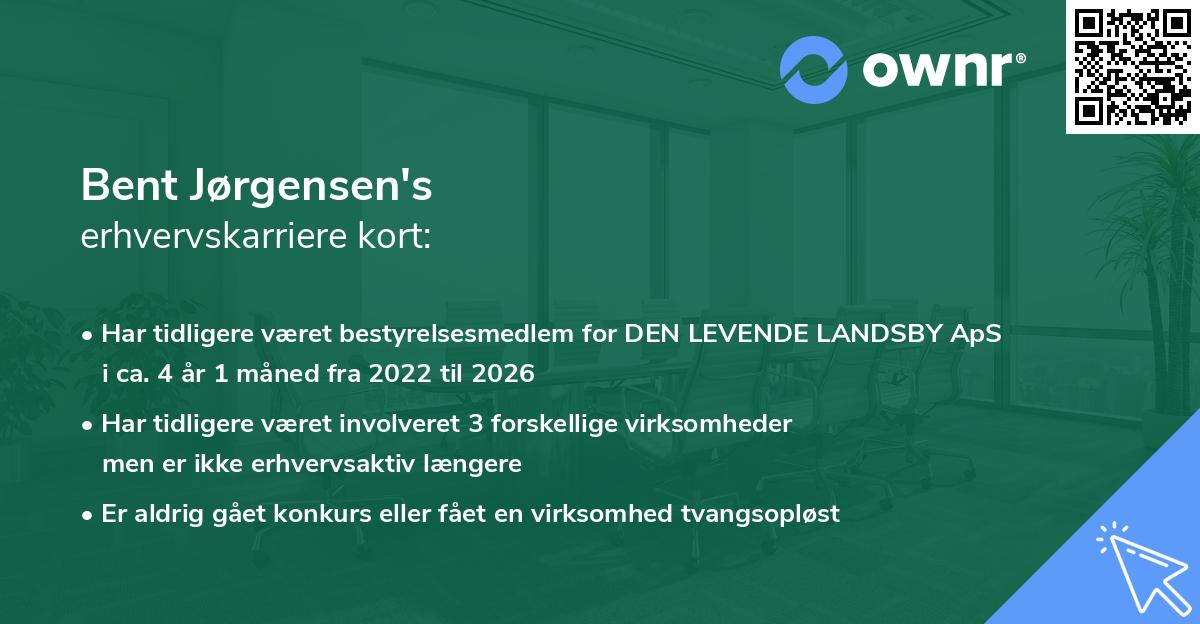 Bent Jørgensen's erhvervskarriere kort