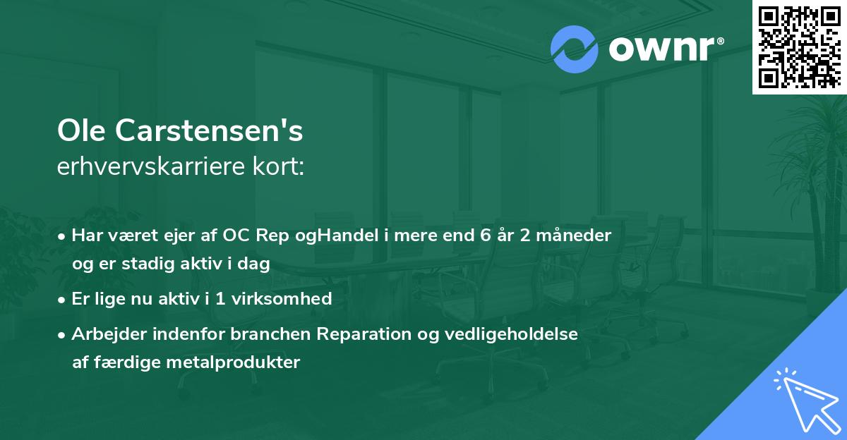 Ole Carstensen's erhvervskarriere kort