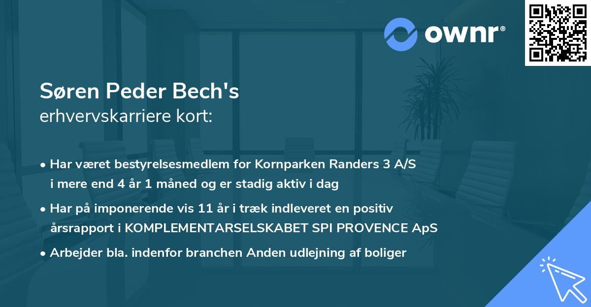 Søren Peder Bech's erhvervskarriere kort