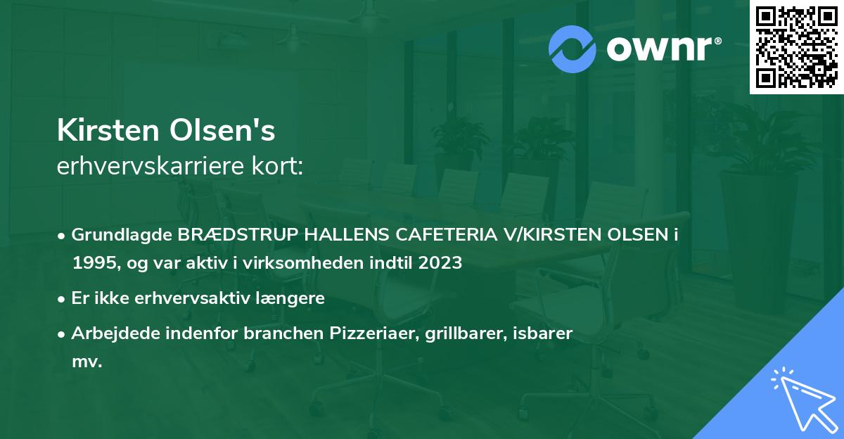 Kirsten Olsen's erhvervskarriere kort