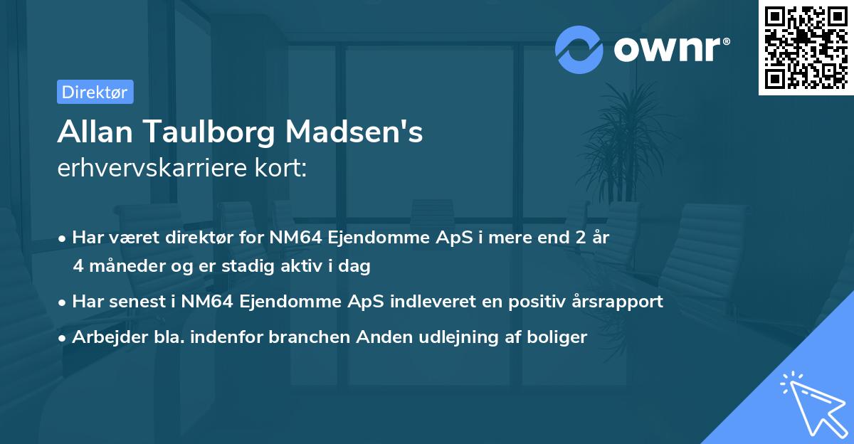 Allan Taulborg Madsen's erhvervskarriere kort
