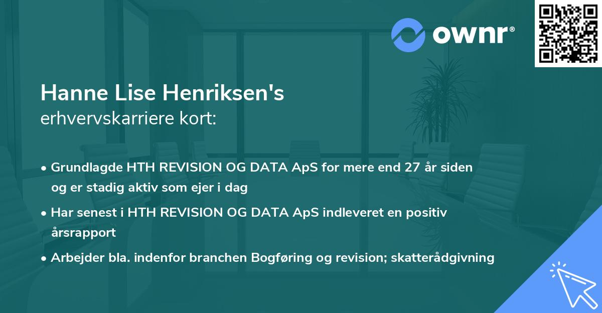Hanne Lise Henriksen's erhvervskarriere kort