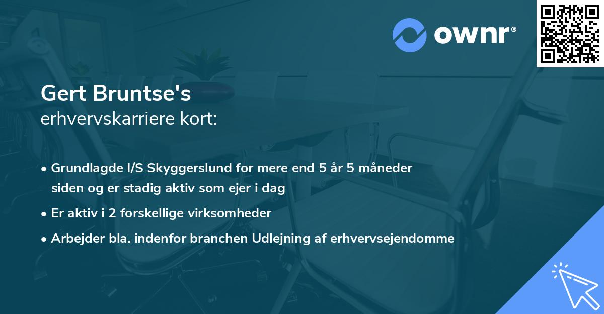 Gert Bruntse's erhvervskarriere kort