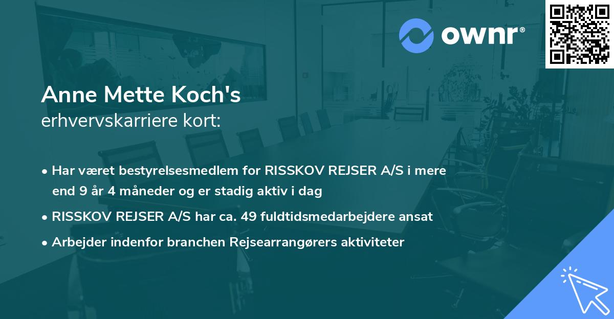 Anne Mette Koch's erhvervskarriere kort