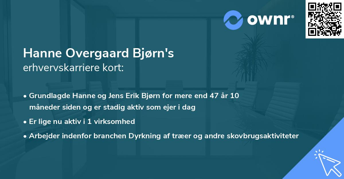 Hanne Overgaard Bjørn's erhvervskarriere kort