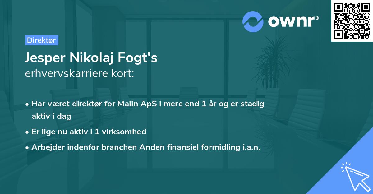Jesper Nikolaj Fogt's erhvervskarriere kort