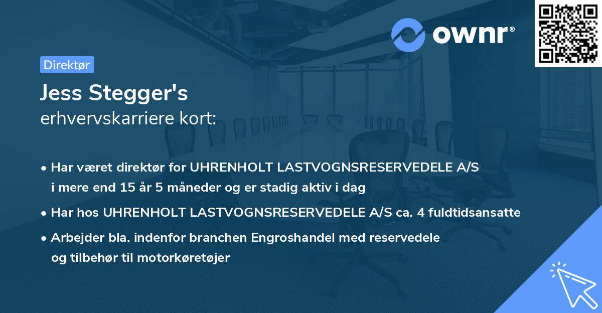 Jess Stegger's erhvervskarriere kort