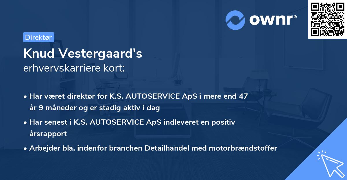 Knud Vestergaard's erhvervskarriere kort