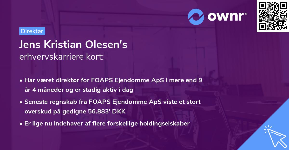 Jens Kristian Olesen's erhvervskarriere kort