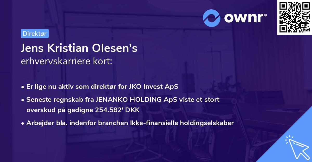 Jens Kristian Olesen's erhvervskarriere kort