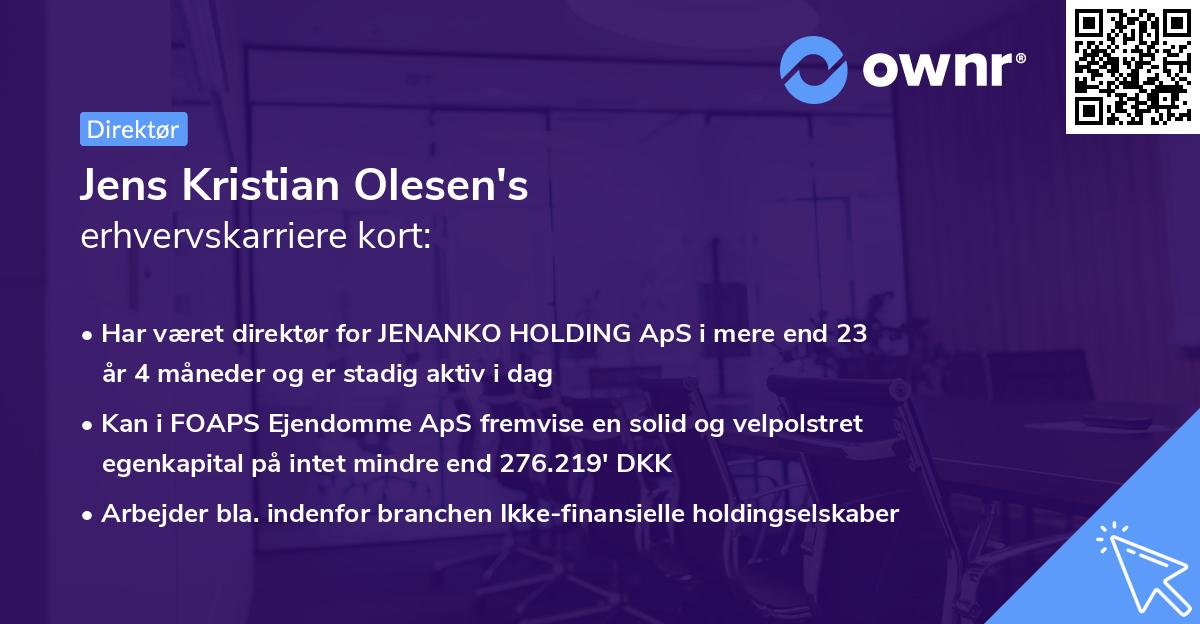 Jens Kristian Olesen's erhvervskarriere kort