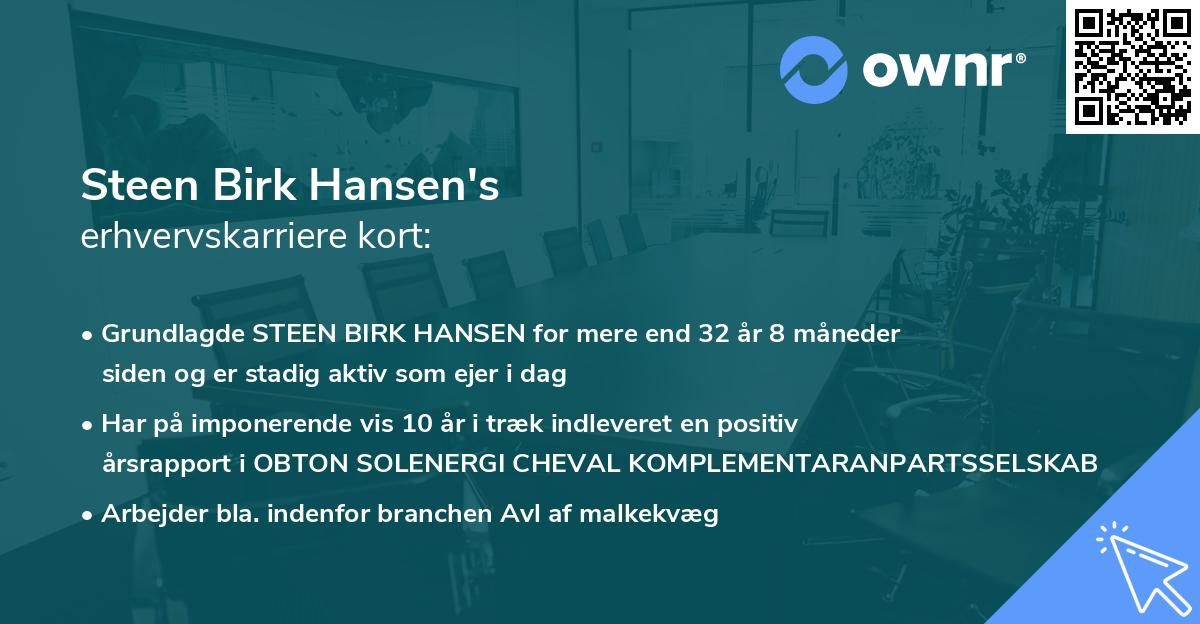 Steen Birk Hansen's erhvervskarriere kort