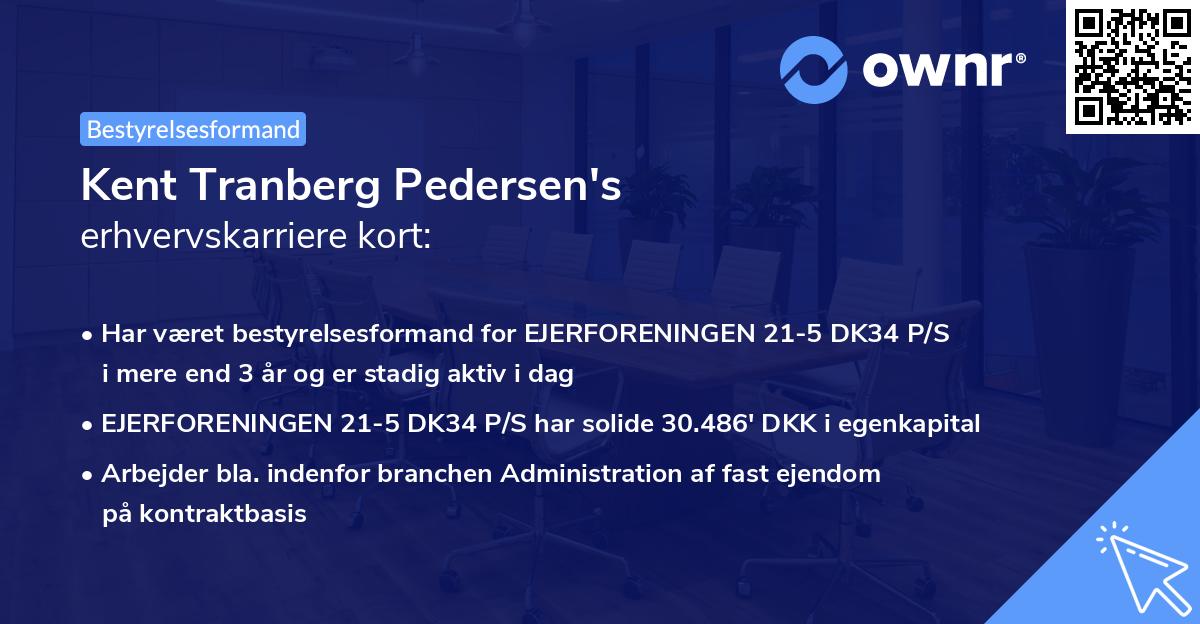 Kent Tranberg Pedersen's erhvervskarriere kort