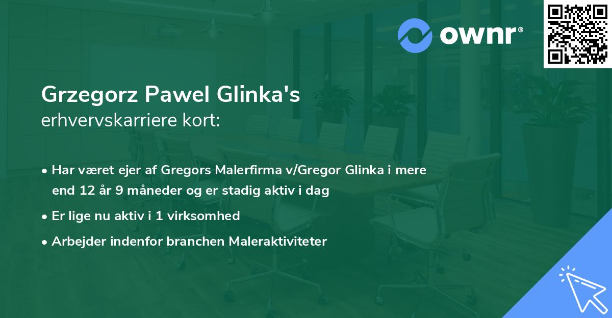 Grzegorz Pawel Glinka's erhvervskarriere kort