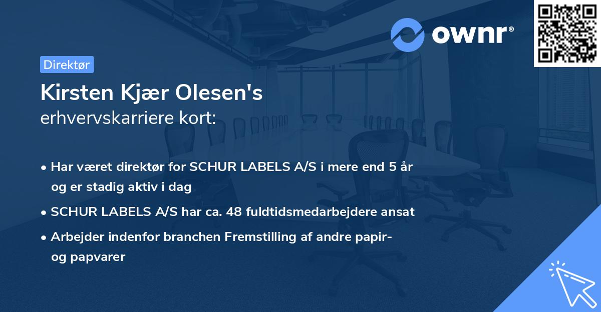 Kirsten Kjær Olesen's erhvervskarriere kort