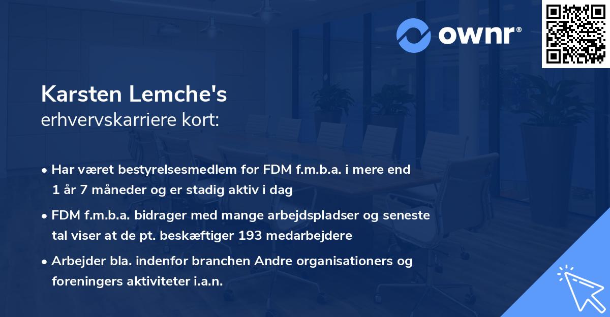 Karsten Lemche's erhvervskarriere kort