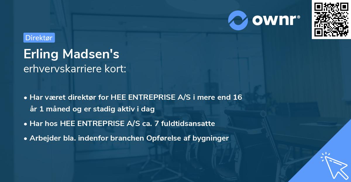 Erling Madsen's erhvervskarriere kort