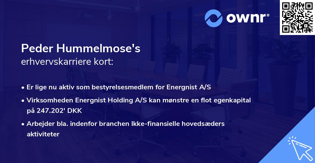 Peder Hummelmose's erhvervskarriere kort