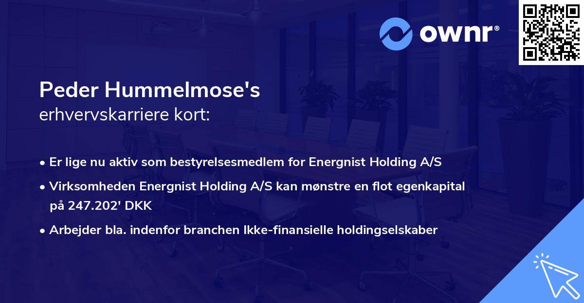 Peder Hummelmose's erhvervskarriere kort