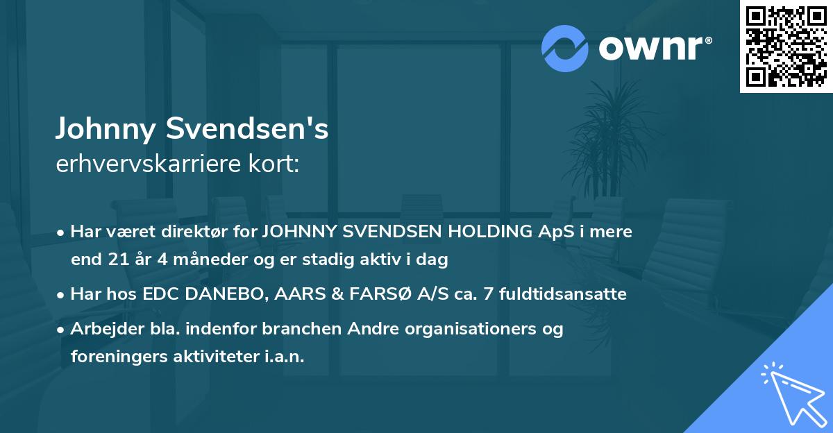 Johnny Svendsen's erhvervskarriere kort