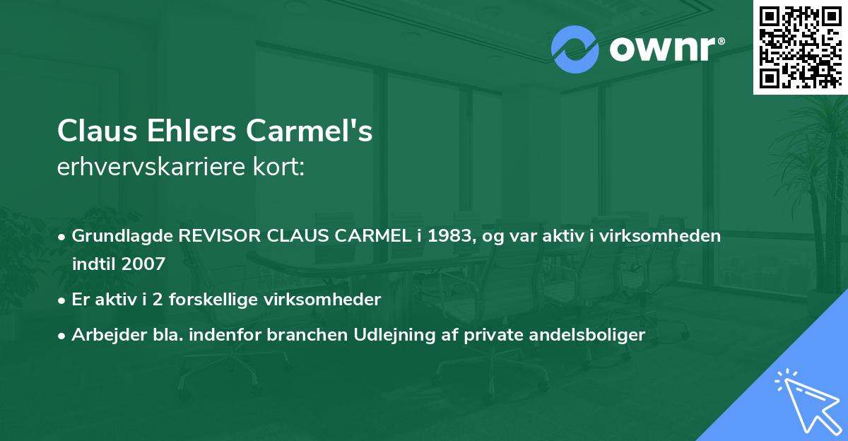 Claus Ehlers Carmel's erhvervskarriere kort