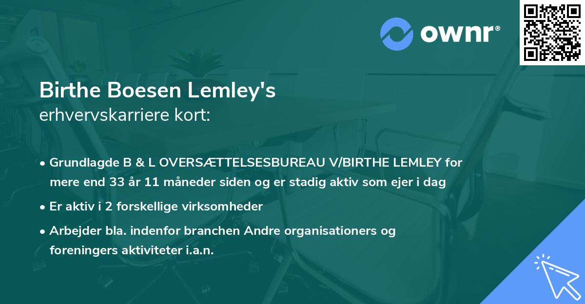 Birthe Boesen Lemley's erhvervskarriere kort