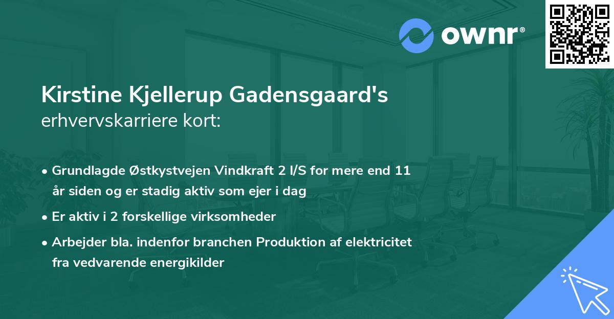 Kirstine Kjellerup Gadensgaard's erhvervskarriere kort