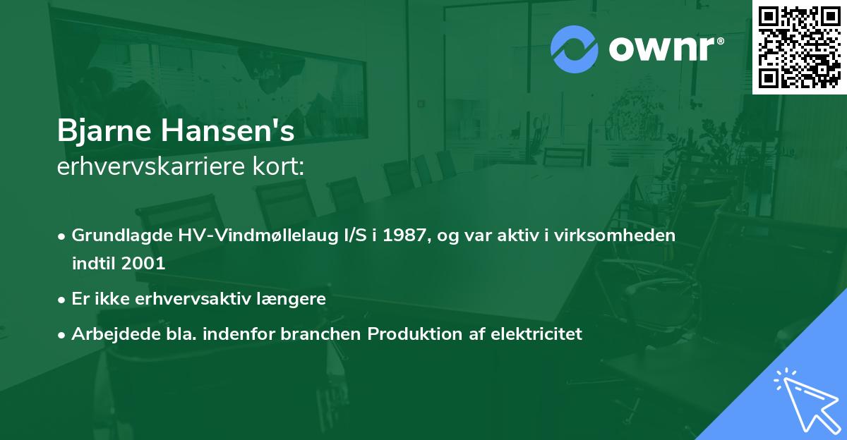 Bjarne Hansen's erhvervskarriere kort