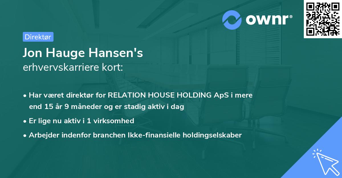 Jon Hauge Hansen's erhvervskarriere kort