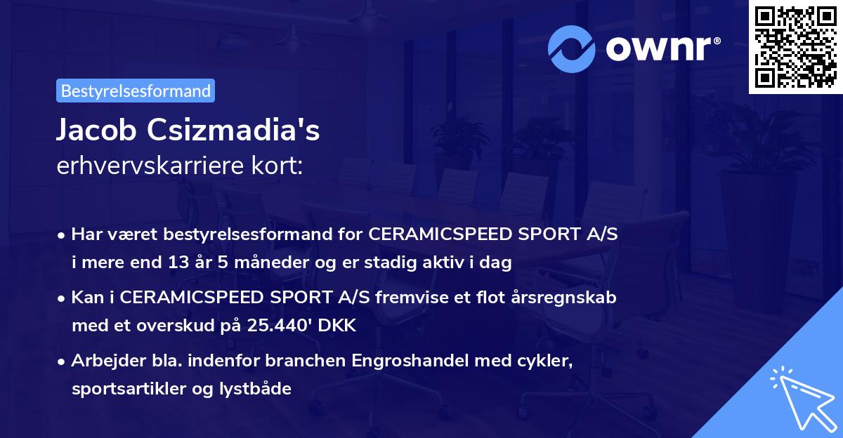 Jacob Csizmadia's erhvervskarriere kort