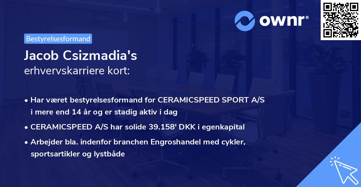 Jacob Csizmadia's erhvervskarriere kort