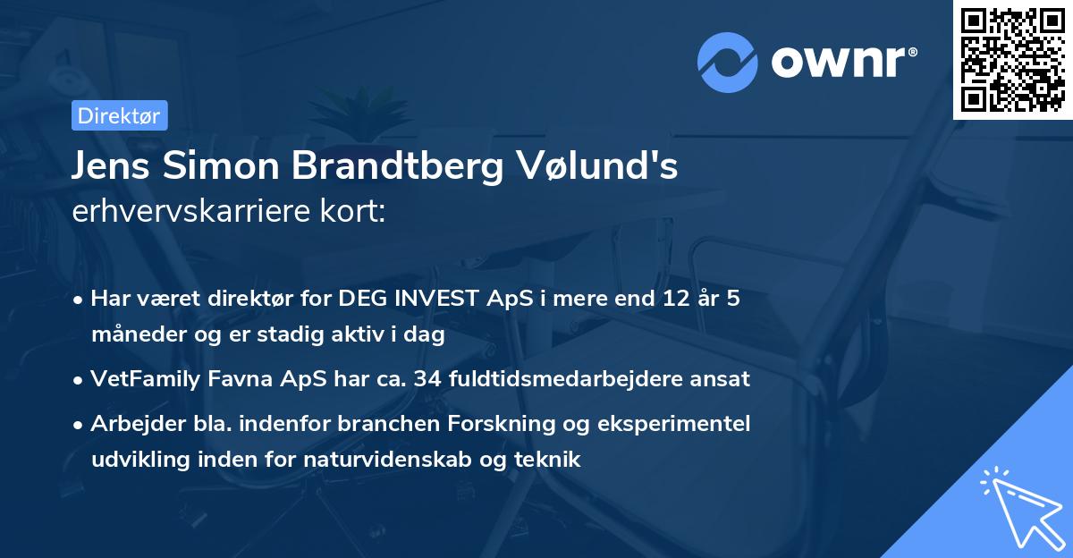 Jens Simon Brandtberg Vølund's erhvervskarriere kort