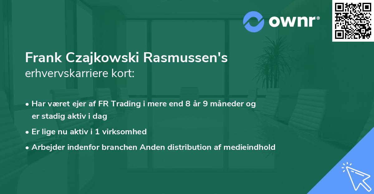 Frank Czajkowski Rasmussen's erhvervskarriere kort