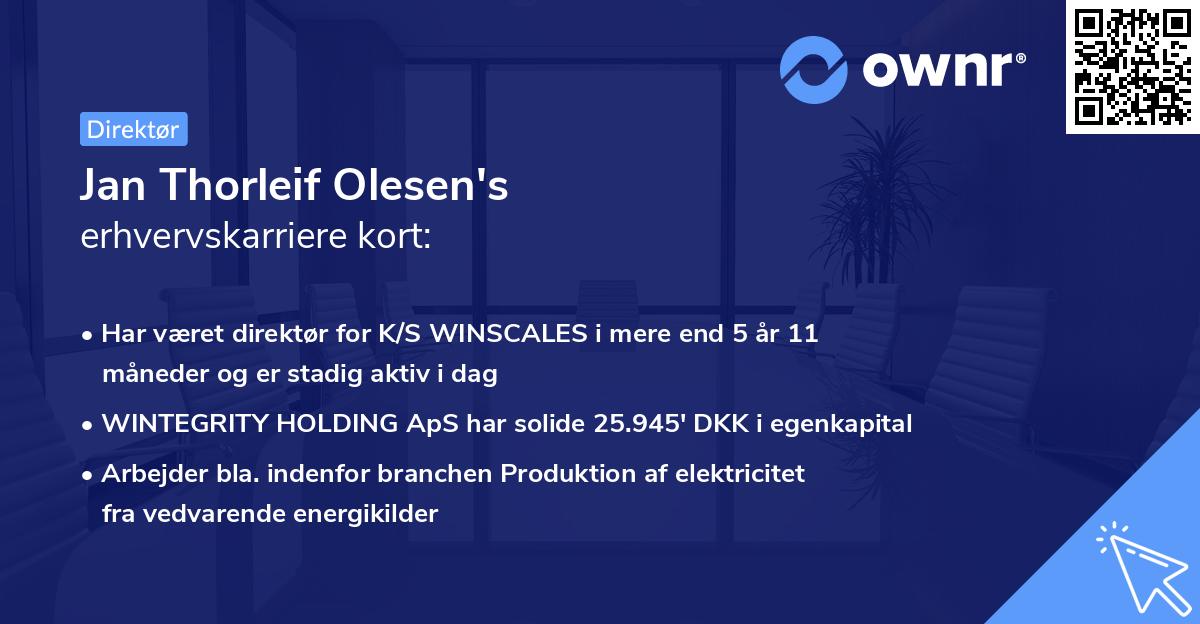 Jan Thorleif Olesen's erhvervskarriere kort