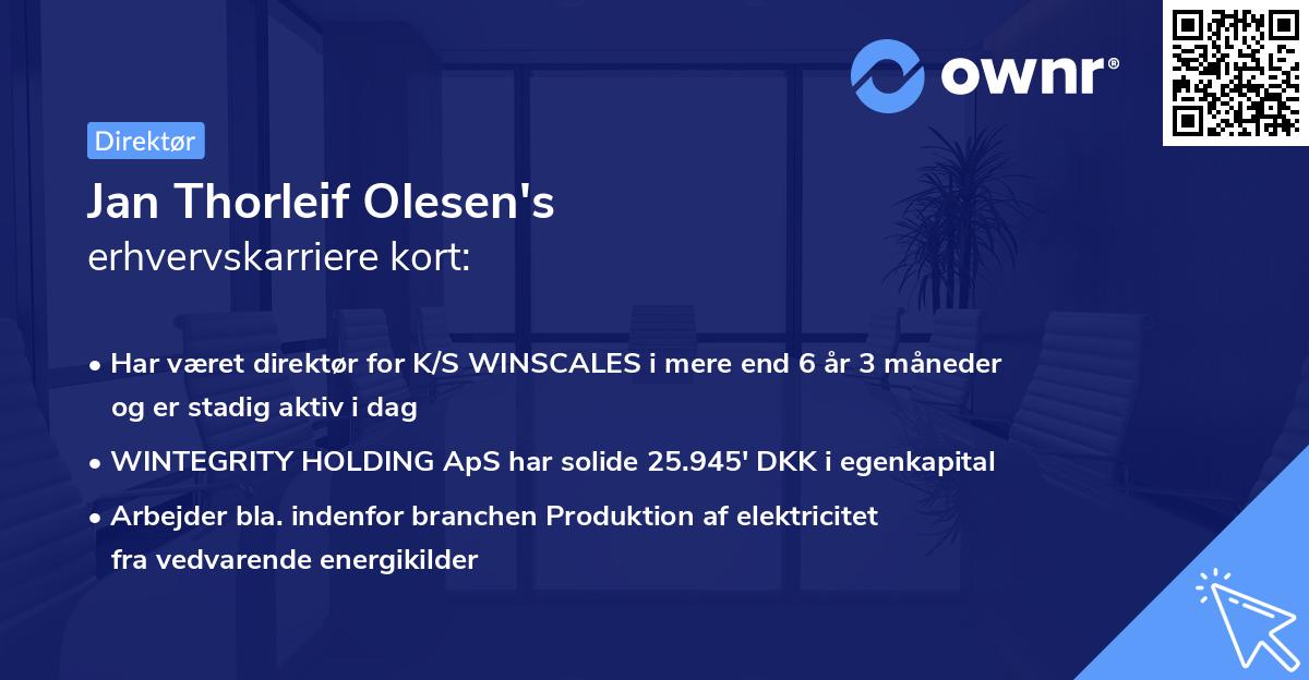 Jan Thorleif Olesen's erhvervskarriere kort