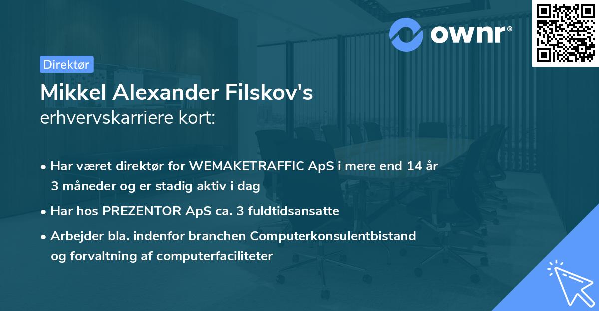 Mikkel Alexander Filskov's erhvervskarriere kort