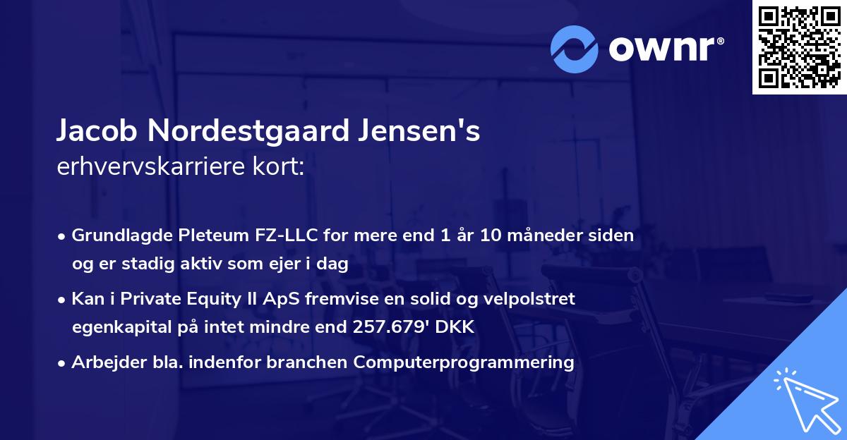 Jacob Nordestgaard Jensen's erhvervskarriere kort