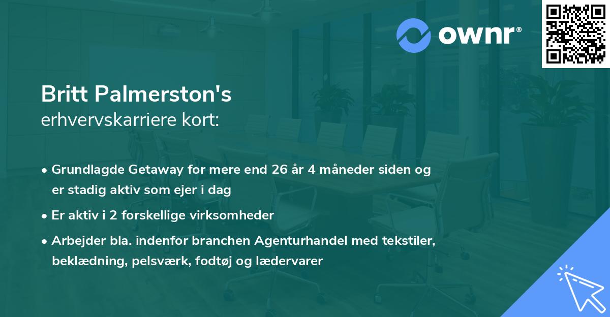 Britt Palmerston's erhvervskarriere kort