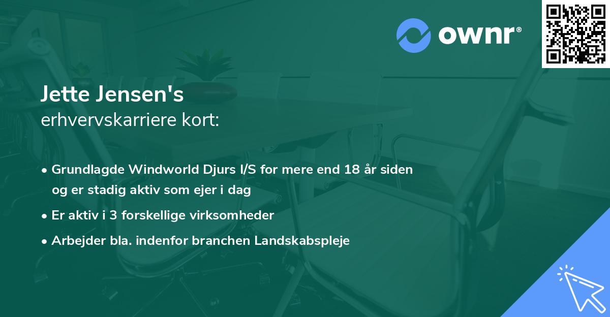 Jette Jensen's erhvervskarriere kort