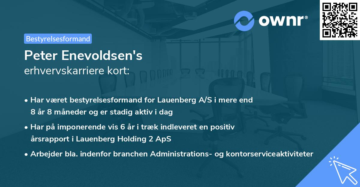 Peter Enevoldsen's erhvervskarriere kort