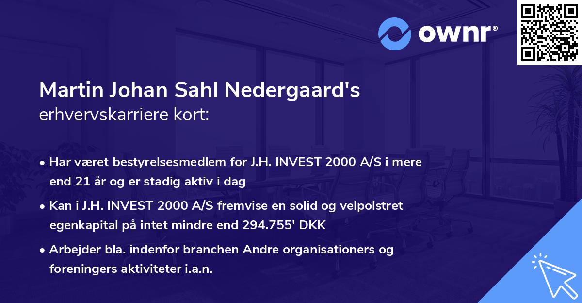 Martin Johan Sahl Nedergaard's erhvervskarriere kort