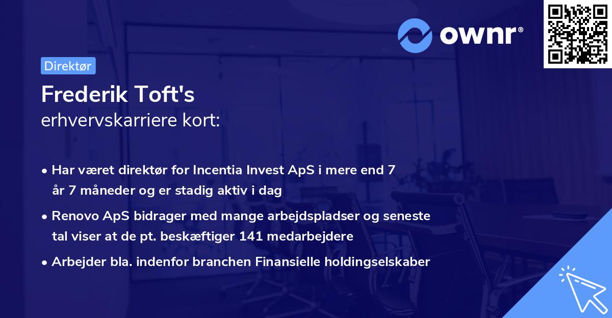 Frederik Toft's erhvervskarriere kort