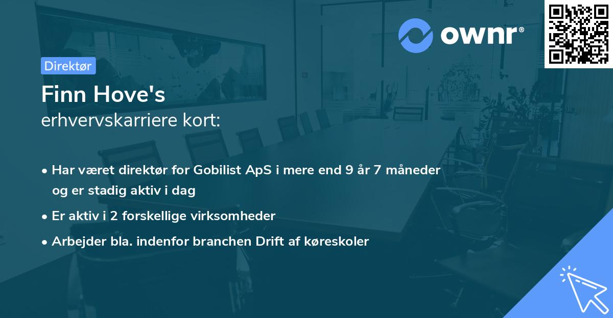 Finn Hove's erhvervskarriere kort