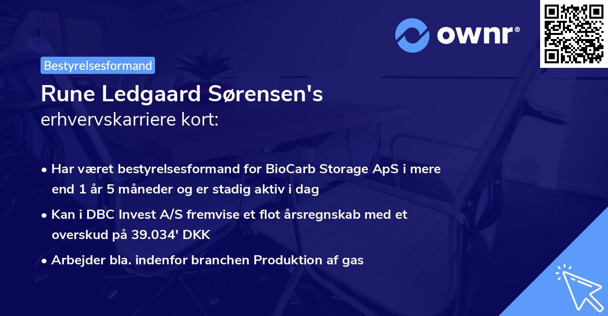 Rune Ledgaard Sørensen's erhvervskarriere kort