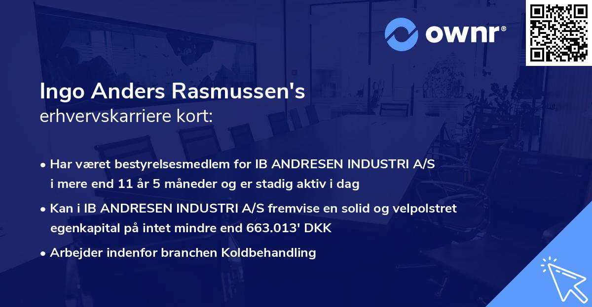 Ingo Anders Rasmussen's erhvervskarriere kort