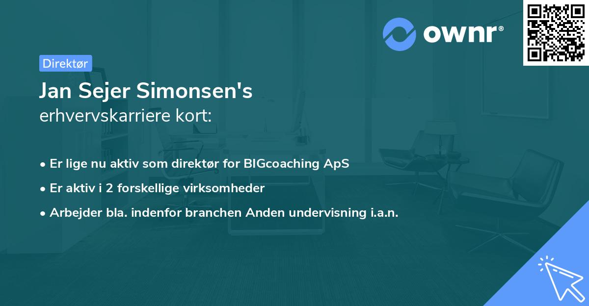 Jan Sejer Simonsen's erhvervskarriere kort