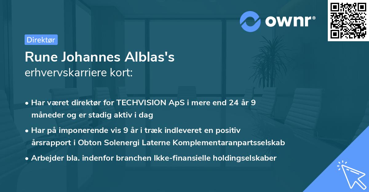 Rune Johannes Alblas's erhvervskarriere kort