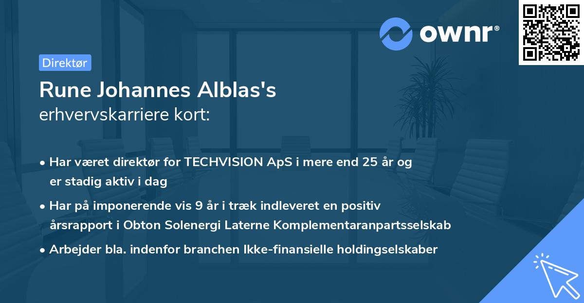 Rune Johannes Alblas's erhvervskarriere kort