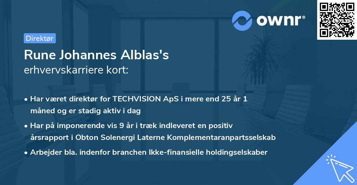 Rune Johannes Alblas's erhvervskarriere kort